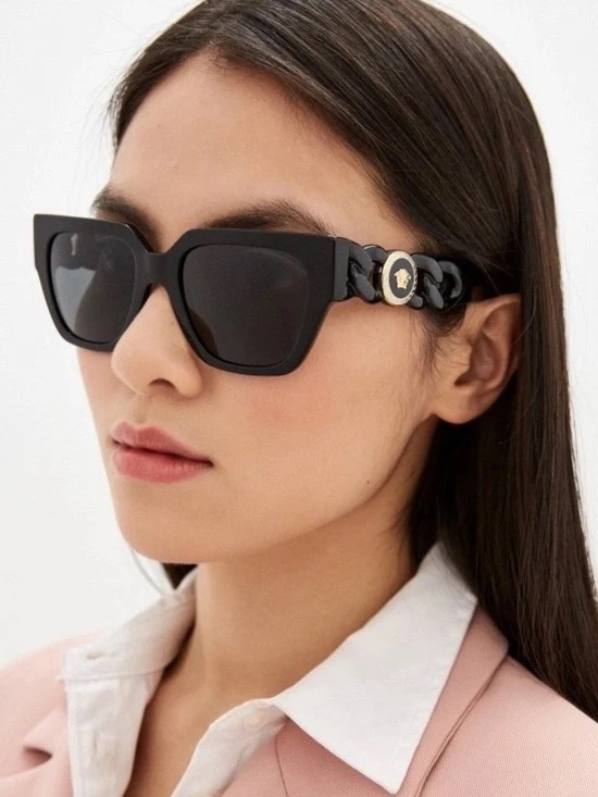 New Versace VE4409 GB1/87 Black Sunglasses Medusa Chain Detail Authentic main image 8